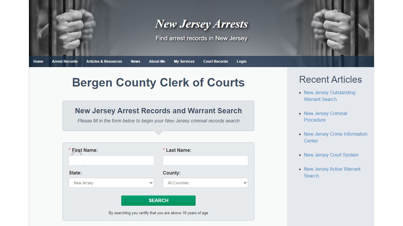 Bergen County Clerk of Courts - New Jersey Arrests